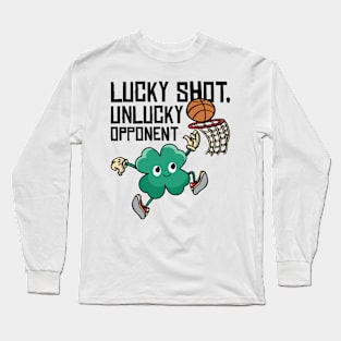 St. Patrick's Day Shamrock Clover Basketball Hoops Long Sleeve T-Shirt